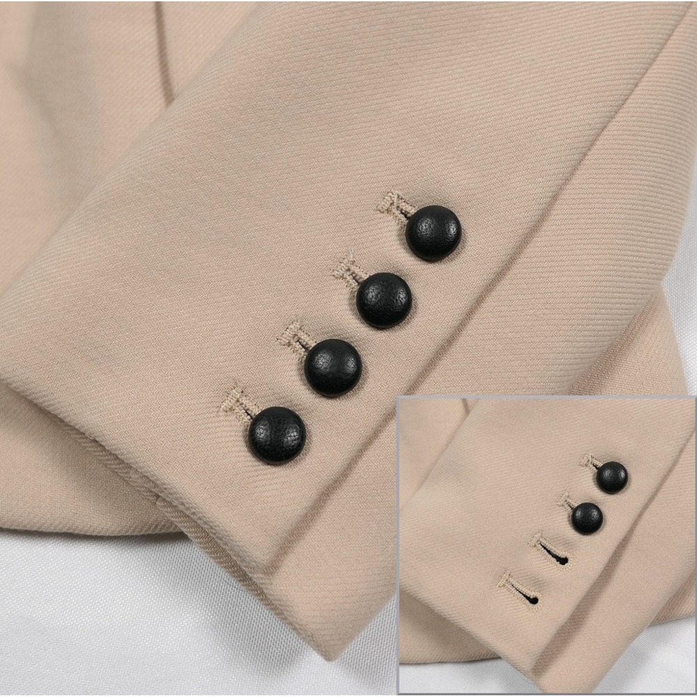 NEW Milly New York Wool & Lamb Leather Shawl Blazer Dinner Jacket Size 6 Beige - Picture 10 of 10